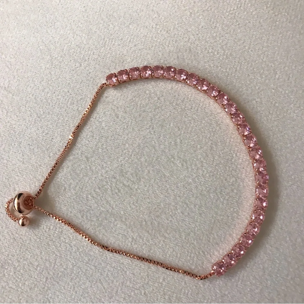 NWOT Barbicore Pink Zircon Rose Gold Tennis Bracelet - Picture 4 of 10
